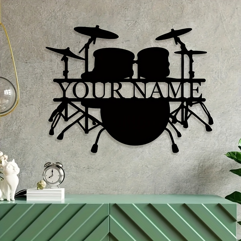 Musical Instrument With Names - Custom Drum Set Metal Wall Art