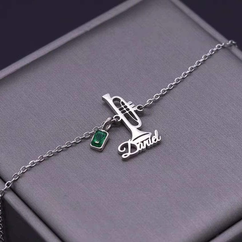 Musical Instrument With Names - Todorova Custom Name Trumpet Bracelet, Musical