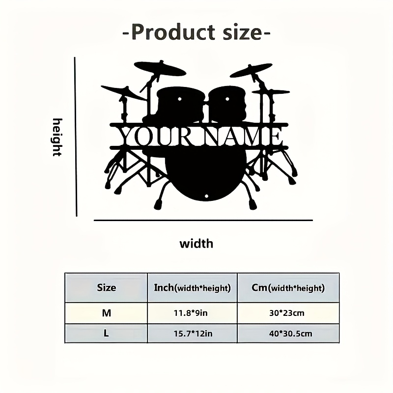 Custom Drum Set Metal Wall Art - огляд і ціна Musical Instrument With Names