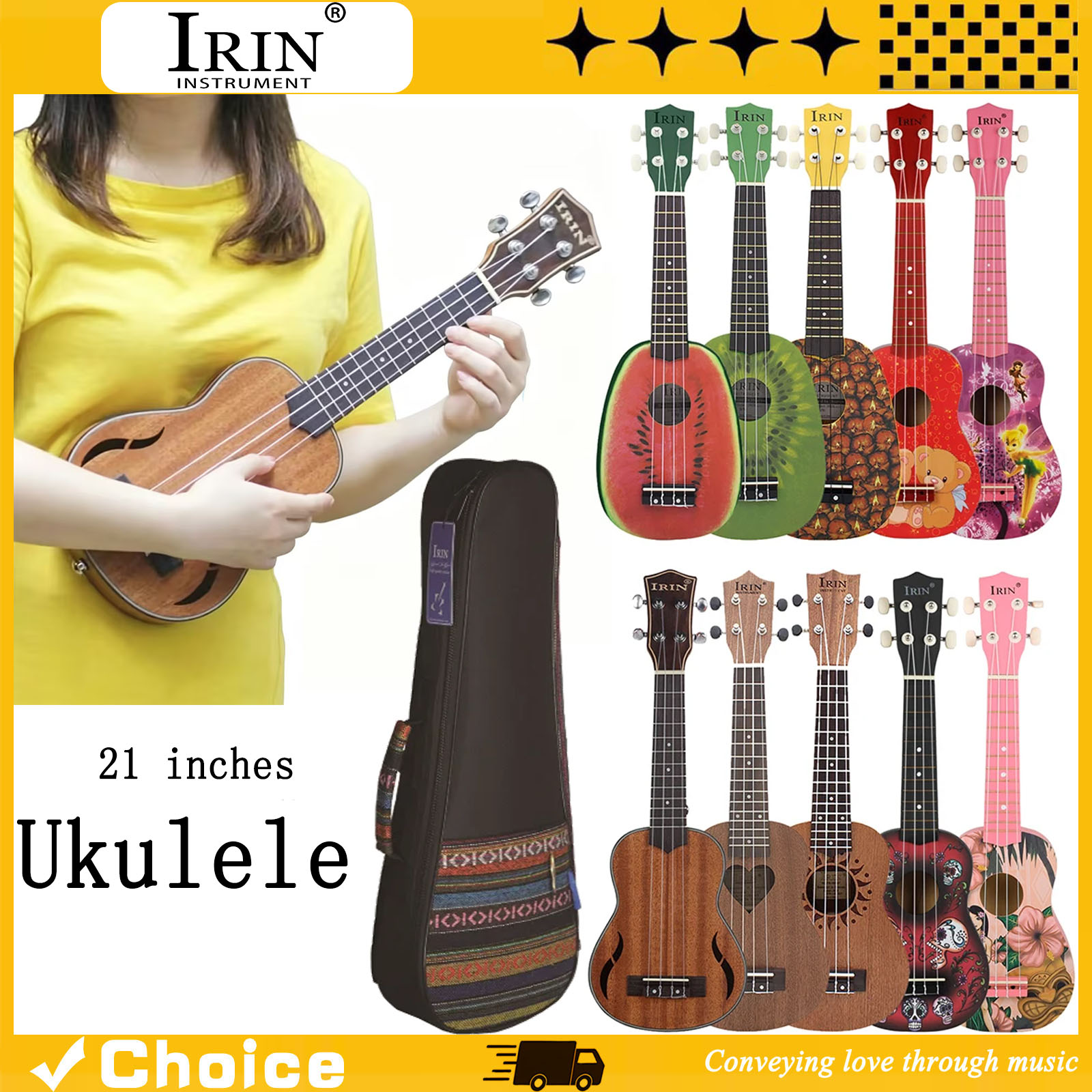 21 Inch Ukulele Hawaiian Guita - огляд і ціна Musical Instrument Qin